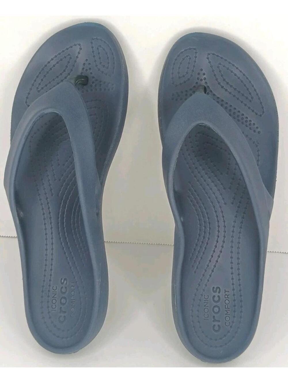 Crocs Women's Size 8 Navy Blue Thong Sandals Flip Flops Shoes